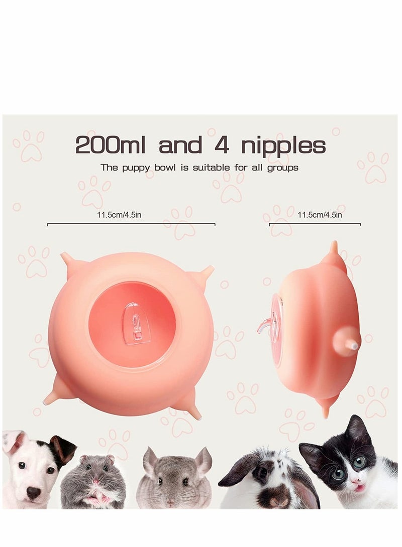 وحدة تغذية حليب الجرو مع 4 حلمات وعاء تغذية حليب من السيليكون الجرو هريرة محطة التمريض لتغذية الحيوانات الأليفة الصغيرة حديثي الولادة في غضون أسبوعين - Image 2